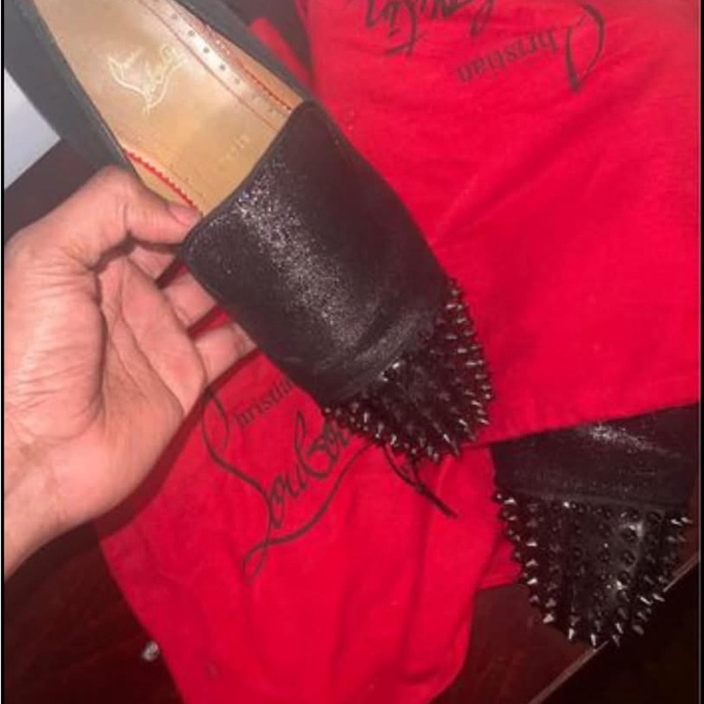 Christian Louboutin Black Spiked Slip-Ons